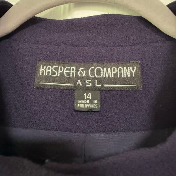 Kasper & Company ASL Women's Purple Wool Blend Blazer Jacket Size 14 - Picture 6 of 10